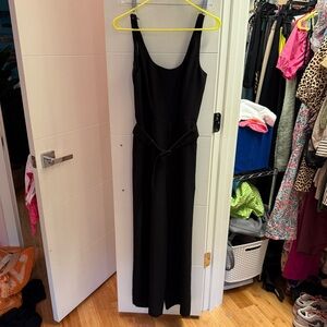 Banana Republic Black Sheath Belted Pant Suit  Scoop Neck Sleeveless